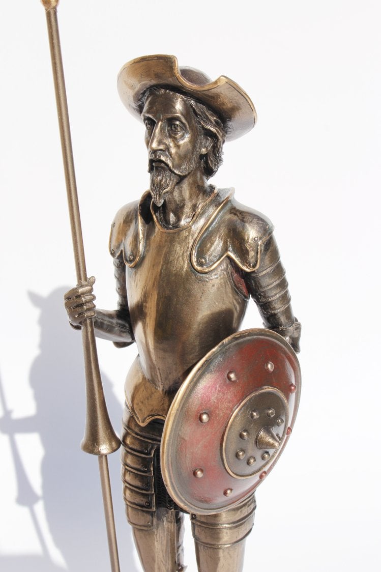 US 11.63 Inch Don Quixote Standing with Spear Cold Cast Bronze Figurine - Image 2